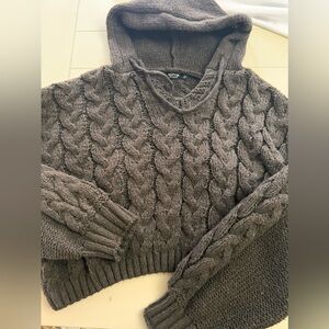Nasty gal Deep brown knit hoodie size large